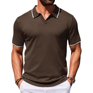image:imageCOOFANDY Mens Polo Shirts Short Sleeve Casual Knit Polo Shirt Vintage Golf T Shirts Old Money TopsChestnut Brown
