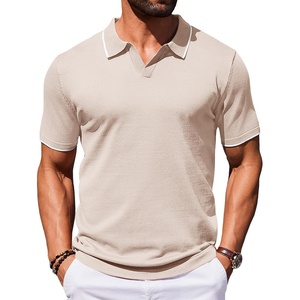 image:imageCOOFANDY Mens Polo Shirts Short Sleeve Casual Knit Polo Shirt Vintage Golf T Shirts Old Money TopsKhaki