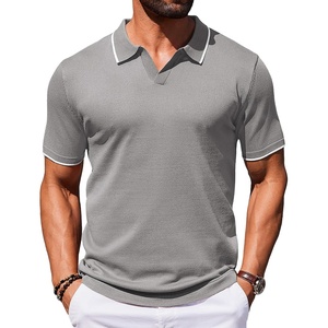 image:imageCOOFANDY Mens Polo Shirts Short Sleeve Casual Knit Polo Shirt Vintage Golf T Shirts Old Money TopsLight Grey