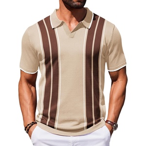 image:imageCOOFANDY Mens Polo Shirts Short Sleeve Casual Knit Polo Shirt Vintage Golf T Shirts Old Money TopsWhite  Brown