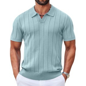 image:imageCOOFANDY Mens Polo Shirts Short Sleeve V Neck Knit Shirts for Men Casual Old Money Clothes Mens Golf ShirtLight Green