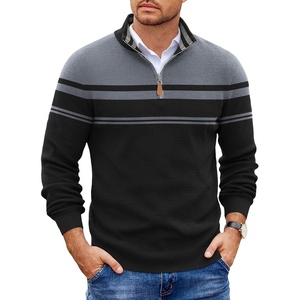 image:imageCOOFANDY Mens Quarter Zip Pullover Slim Fit Lightweight Sweater Casual Mock Neck Knit Polo SweaterBlackgrey