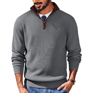 image:imageCOOFANDY Mens Quarter Zip Sweater Slim Fit Mock Neck Pullover Casual Knitted Ribbed Polo SweatersDark Gray