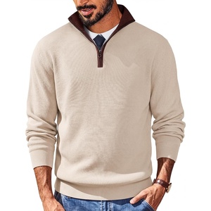 image:imageCOOFANDY Mens Quarter Zip Sweater Slim Fit Mock Neck Pullover Casual Knitted Ribbed Polo SweatersWhite