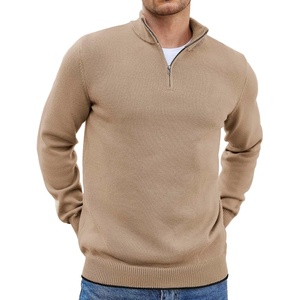 image:imageCOOFANDY Mens Quarter Zip Up Pullover Slim Fit Lightweight Mock Neck Long Sleeve SweatersClassic Khaki