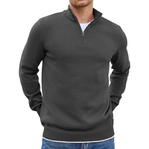 image:imageCOOFANDY Mens Quarter Zip Up Pullover Slim Fit Lightweight Mock Neck Long Sleeve SweatersDark Gray