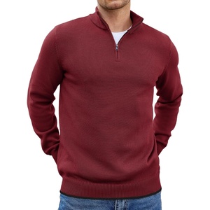 image:imageCOOFANDY Mens Quarter Zip Up Pullover Slim Fit Lightweight Mock Neck Long Sleeve SweatersDark Red