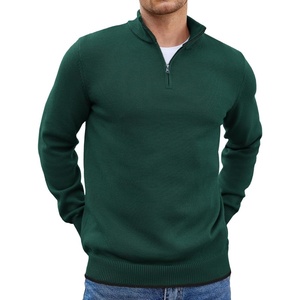image:imageCOOFANDY Mens Quarter Zip Up Pullover Slim Fit Lightweight Mock Neck Long Sleeve SweatersLake Green