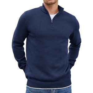image:imageCOOFANDY Mens Quarter Zip Up Pullover Slim Fit Lightweight Mock Neck Long Sleeve SweatersNavy Blue