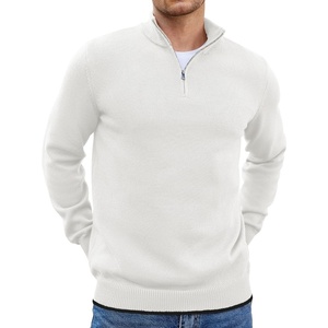 image:imageCOOFANDY Mens Quarter Zip Up Pullover Slim Fit Lightweight Mock Neck Long Sleeve SweatersWhite