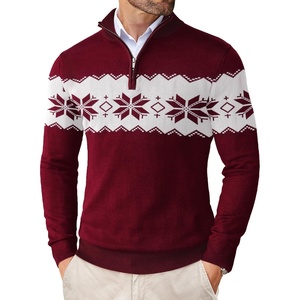 image:imageCOOFANDY Mens Quarter Zip Up Sweaters Slim Fit Lightweight Mock Neck Pullover Casual Polo SweatersChristmas Red  White