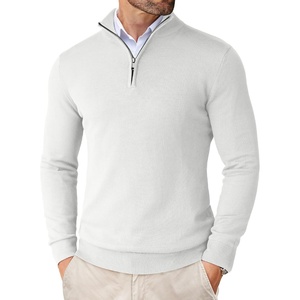 image:imageCOOFANDY Mens Quarter Zip Up Sweaters Slim Fit Lightweight Mock Neck Pullover Casual Polo SweatersWhite