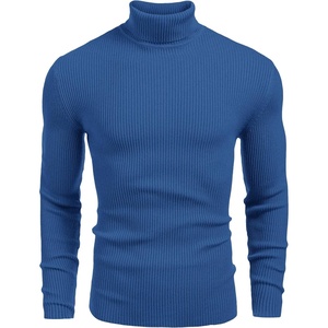 image:imageCOOFANDY Mens Ribbed Slim Fit Knitted Pullover Casual Turtleneck SweaterCornflower Blue