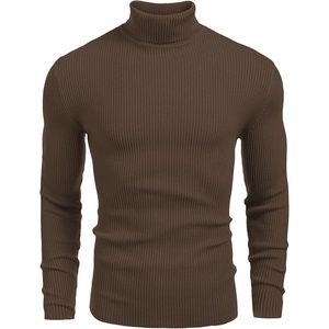 image:imageCOOFANDY Mens Ribbed Slim Fit Knitted Pullover Casual Turtleneck SweaterDark Brown
