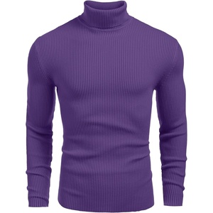 image:imageCOOFANDY Mens Ribbed Slim Fit Knitted Pullover Casual Turtleneck SweaterDark Purple