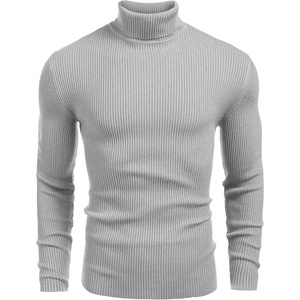 image:imageCOOFANDY Mens Ribbed Slim Fit Knitted Pullover Casual Turtleneck SweaterGrey