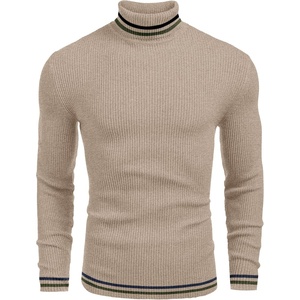 image:imageCOOFANDY Mens Ribbed Slim Fit Knitted Pullover Casual Turtleneck SweaterKhaki 2