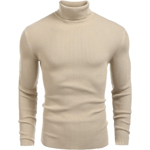 image:imageCOOFANDY Mens Ribbed Slim Fit Knitted Pullover Casual Turtleneck SweaterKhaki