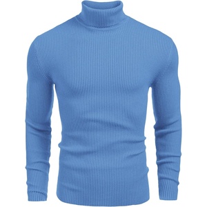 image:imageCOOFANDY Mens Ribbed Slim Fit Knitted Pullover Casual Turtleneck SweaterLight Blue
