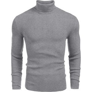 image:imageCOOFANDY Mens Ribbed Slim Fit Knitted Pullover Casual Turtleneck SweaterMedium Grey
