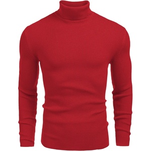 image:imageCOOFANDY Mens Ribbed Slim Fit Knitted Pullover Casual Turtleneck SweaterRed