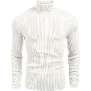 image:imageCOOFANDY Mens Ribbed Slim Fit Knitted Pullover Casual Turtleneck SweaterWhite