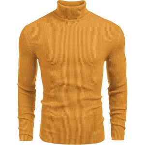 image:imageCOOFANDY Mens Ribbed Slim Fit Knitted Pullover Casual Turtleneck SweaterYellow