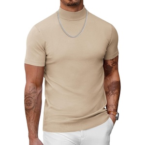 image:imageCOOFANDY Mens Short Sleeve Mock Turtleneck SweaterBeige