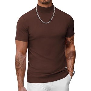 image:imageCOOFANDY Mens Short Sleeve Mock Turtleneck SweaterBrown