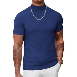 image:imageCOOFANDY Mens Short Sleeve Mock Turtleneck SweaterDark Blue