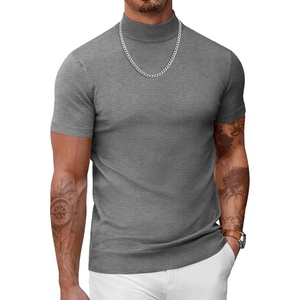 image:imageCOOFANDY Mens Short Sleeve Mock Turtleneck SweaterGrey