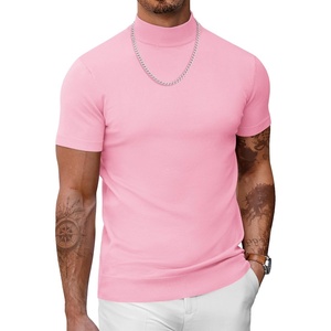 image:imageCOOFANDY Mens Short Sleeve Mock Turtleneck SweaterPink