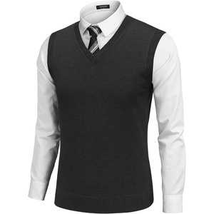 image:imageCOOFANDY Mens Sleeveless Sweater Vest Lightweight VNeck Cotton Vest PulloverBlack