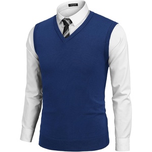 image:imageCOOFANDY Mens Sleeveless Sweater Vest Lightweight VNeck Cotton Vest PulloverDenim Blue