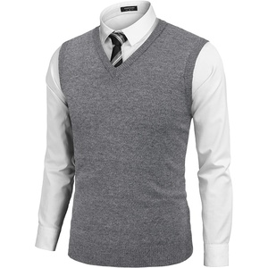 image:imageCOOFANDY Mens Sleeveless Sweater Vest Lightweight VNeck Cotton Vest PulloverGray