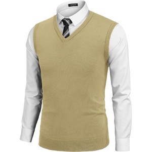 image:imageCOOFANDY Mens Sleeveless Sweater Vest Lightweight VNeck Cotton Vest PulloverKhaki
