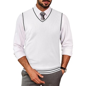 image:imageCOOFANDY Mens Sleeveless Sweater Vest Lightweight VNeck Cotton Vest PulloverStripes White and Black