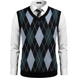 image:imageCOOFANDY Mens Sleeveless V Neck Pullover Sweater Slim Fit Casual Argyle Vest SweatersBluegreen