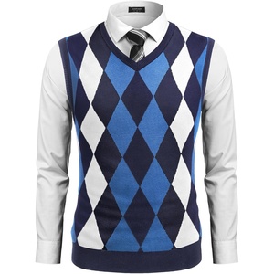 image:imageCOOFANDY Mens Sleeveless V Neck Pullover Sweater Slim Fit Casual Argyle Vest SweatersNavy Blue
