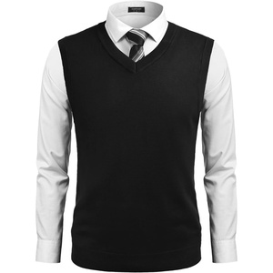 image:imageCOOFANDY Mens Sleeveless V Neck Pullover Sweater Slim Fit Casual Argyle Vest SweatersPure Black