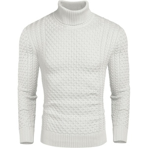 image:imageCOOFANDY Mens Slim Fit Turtleneck Sweater Casual Knitted Twisted Pullover Solid SweatersAwhite