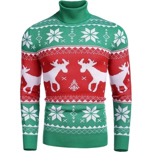 image:imageCOOFANDY Mens Slim Fit Turtleneck Sweater Casual Knitted Twisted Pullover Solid SweatersChristmas Green