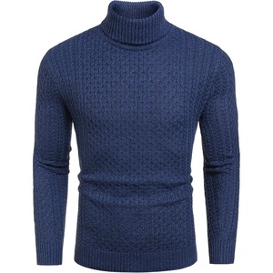image:imageCOOFANDY Mens Slim Fit Turtleneck Sweater Casual Knitted Twisted Pullover Solid SweatersColorful Blue