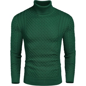 image:imageCOOFANDY Mens Slim Fit Turtleneck Sweater Casual Knitted Twisted Pullover Solid SweatersGreen