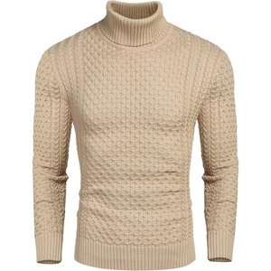 image:imageCOOFANDY Mens Slim Fit Turtleneck Sweater Casual Knitted Twisted Pullover Solid SweatersKhaki