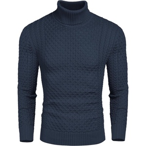 image:imageCOOFANDY Mens Slim Fit Turtleneck Sweater Casual Knitted Twisted Pullover Solid SweatersNave Blue
