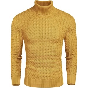 image:imageCOOFANDY Mens Slim Fit Turtleneck Sweater Casual Knitted Twisted Pullover Solid SweatersYellow