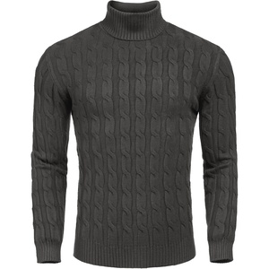 image:imageCOOFANDY Mens Slim Fit Turtleneck Sweater Casual Twisted Knitted Pullover SweatersCharcoal Grey