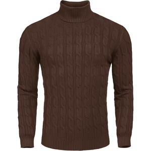 image:imageCOOFANDY Mens Slim Fit Turtleneck Sweater Casual Twisted Knitted Pullover SweatersDark Brown
