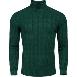 image:imageCOOFANDY Mens Slim Fit Turtleneck Sweater Casual Twisted Knitted Pullover SweatersGreen